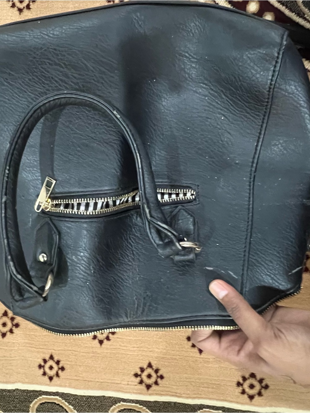 Classic Black Satchel Handbag with Gold Hardware - Picture 2 of 3
